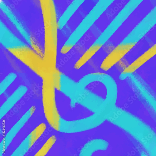 A tremble clef on the staff rotated diagonally and colored as a Swedish flag (yellow cross against blue); a digital pastel painting and vector illustration for Sweden's music playlist, podcast, radio.
