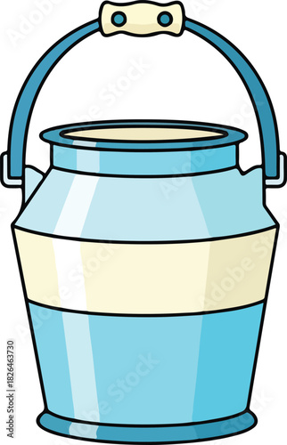 Light blue traditional milk bucket for farmthemed designs, dairy illustrations, agricultural concepts, vintage kitchen decor, and rustic branding projects.