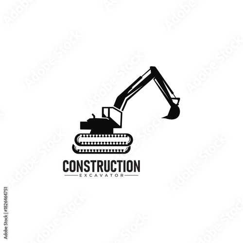 Building repair and excavator construction logo design template
