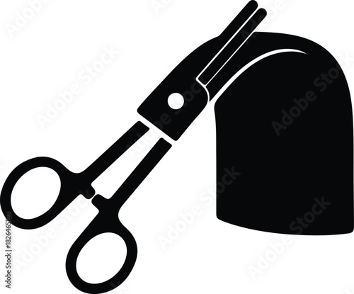 Illustration hair cut with scissors salon simple silhouette vector