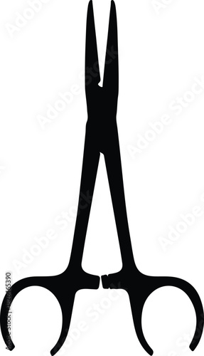 Illustration hemostat surgical instrument medical clamp black silhouette vector