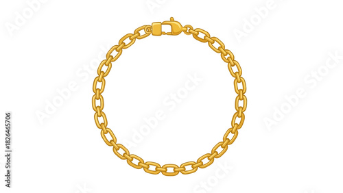 A gold chain bracelet with an oval link pattern