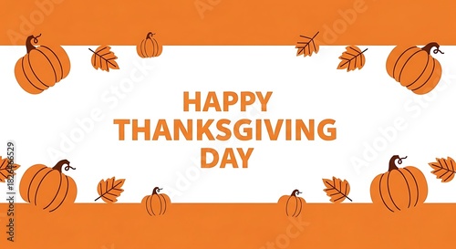 A festive autumn banner with a frame of pumpkins and falling leaves for the Thanksgiving holiday celebration. Vector graphic illustration