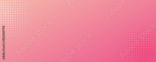 Pink orange polka dots gradient halftone background. Pop art cartoon dot texture with comic graphic design, Horizontal abstract pattern wall for cover digital technology.
