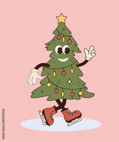 Happy Holiday Illustration Christmas Tree at Groove Style