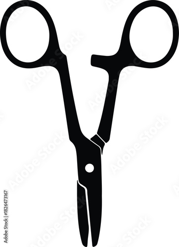 Illustration surgical clamp medical instrument simple black silhouette vector