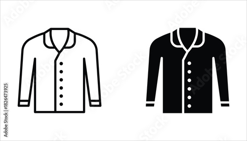 Pajamas icon set, of vector icons isolated on a white background.