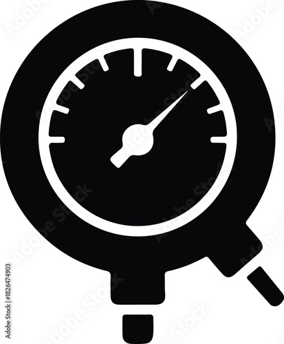 Illustration tire pressure gauge simple automobile maintenance silhouette vector