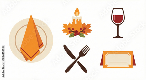 Elegant Dinner Celebration Elements Set Festive Tableware and Seasonal Decor for Special Occasions and Gatherings