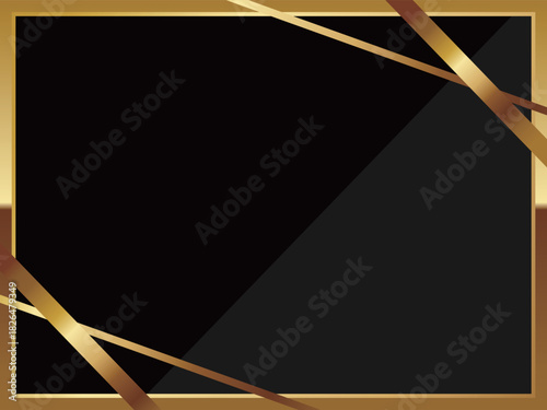 高級感のある長方形フレーム　ブラック＆ゴールド