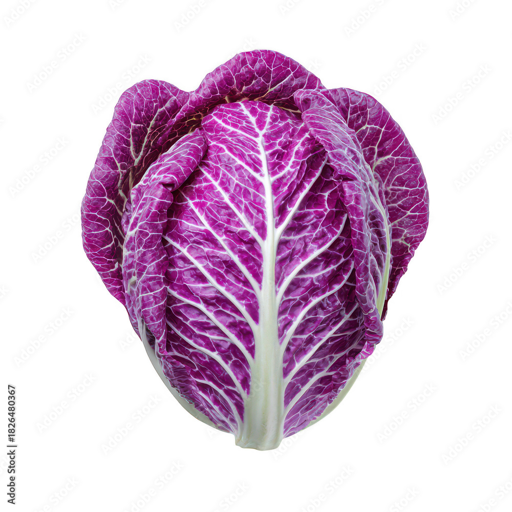 Fototapeta premium Head of purple napa cabbage isolated on transparent background