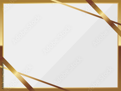 高級感のある長方形フレーム　ホワイト＆ゴールド