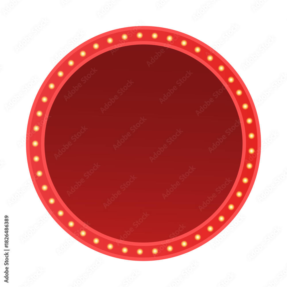 Naklejka premium retro red circle sign with marquee light 