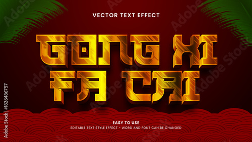 gong xi fa cai editable text effect 3d vector