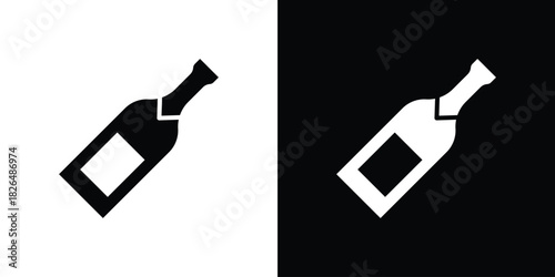 Champagne bottle icon, logo, app, template. EPS10