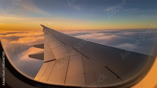 Breathtaking aerial view from airplane window seat