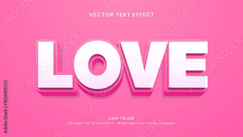 love editable text effect 3d vector