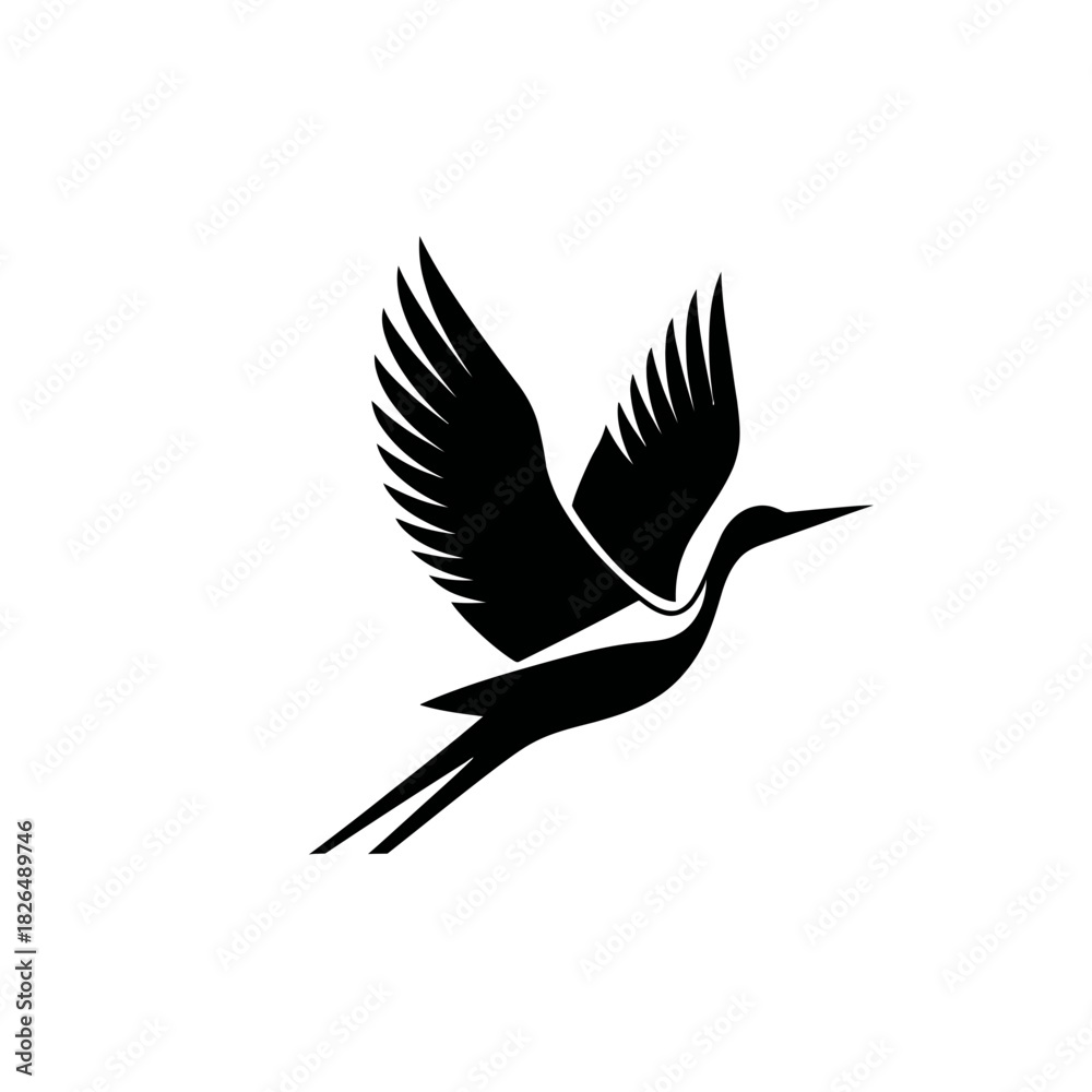 Obraz premium Elegant black and white bird in flight illustration for design and branding