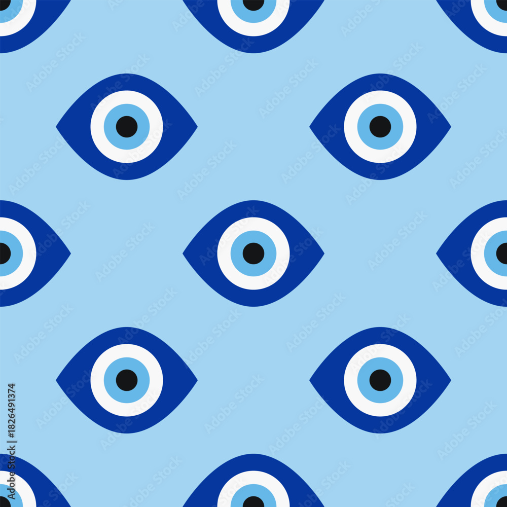 Fototapeta premium Blue Oval Evil Eye Alternating Pattern