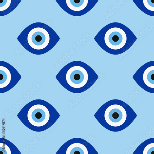 Blue Oval Evil Eye Alternating Pattern