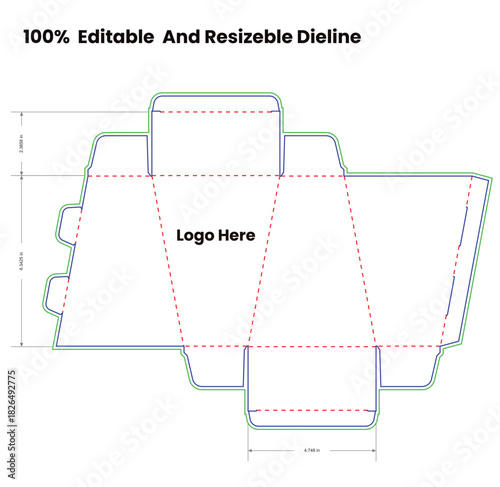 tuck end box variations roof covers die-line design,die line template,packaging dieline,printable product packaging layout,

