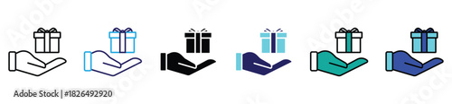 Hand Holding Gift Icons – Donation, Reward, and Giving Symbol Set