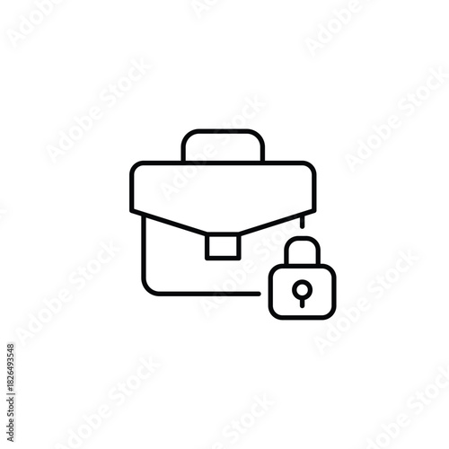 Briefcase and lock. Secure business, private information. Pixel perfect, editable stroke vector icon