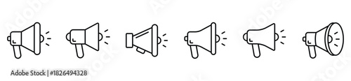 Promotion megaphone vector signs for communication, advertising, public announcement, media marketing, and branding design.