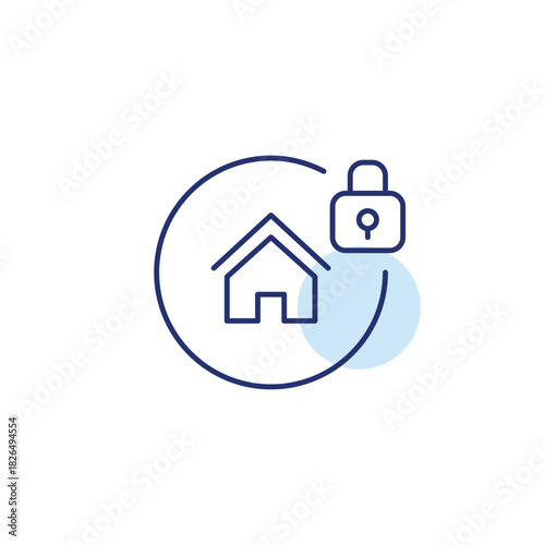 House and lock. Smart home security, safety and protection. Pixel perfect, editable stroke vector icon