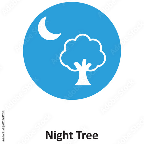 Night Tree Vector icon which can easily modify or edit