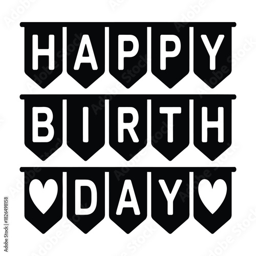 Happy birthday banner isolated on white background, a festive decoration for celebrating a special day with joy