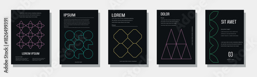 Minimalist geometric abstract poster collection. Retro Geometric cover template with vintage colorful shape. The versatile backgrounds for posters,labels, and template with text. Vector