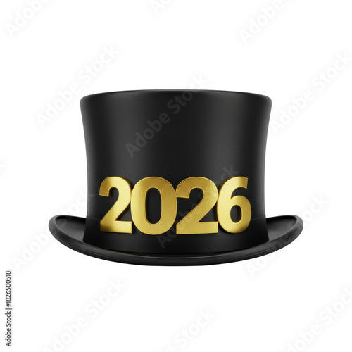 Black Magician Top Hat With Gold 2026 New Year Text