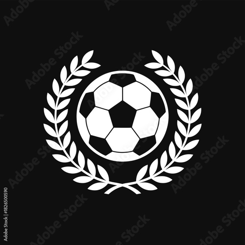Soccer ball laurel wreath sports emblem