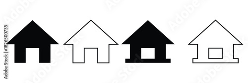 Set of house icon collection. Diffrent style black house symbol.