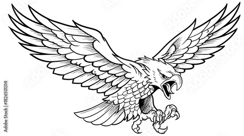 Soaring eagle illustration with open wings depicting strength and power