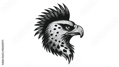 Detailed eagle head illustration against white background for design