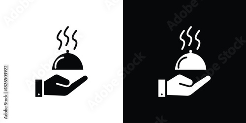 Hand holding tray icon, logo, app, template. EPS10