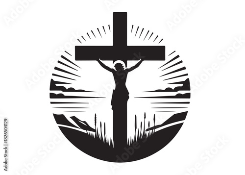 jesus cross logo silhouette vector, crucified Jesus Christ silhouette vector illustration, Jesus on Cross logo silhouette, jesus christ crucifixion of Jesus christian religious god logo silhouettes 
