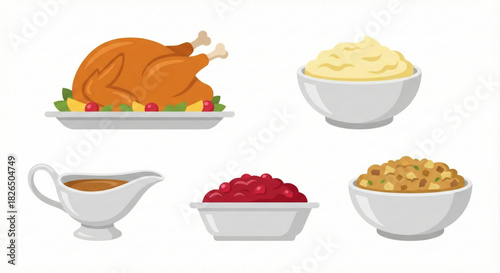 Delicious Traditional Holiday Feast Spread with Roasted Turkey and Classic Side Dishes Ready for Celebration