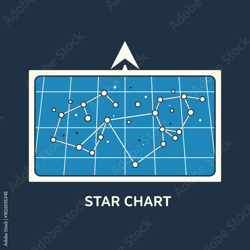 Star Chart Icon Explore the cosmos with this illustration of constellations on a grid background
