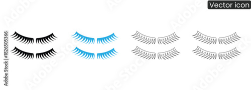 Add flair to your designs with these eyelash graphics, showcasing diverse styles and colors for beauty, makeup, and fashion projects. Perfect for creative concepts.