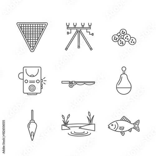 Collection of fishing equipment and accessories for angling and outdoor recreation