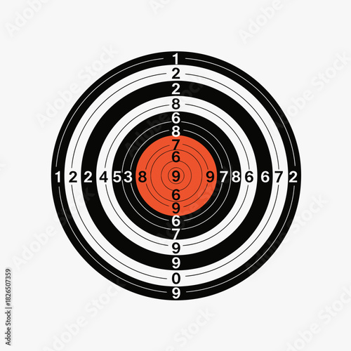 Close-up view of a shooting target with concentric circles indicating scoring zones, a popular item for sport and practice