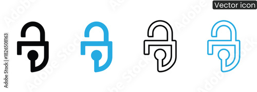 Elevate your project with these versatile open padlock icons, perfect for conveying security, access, and privacy in a modern, professional design.