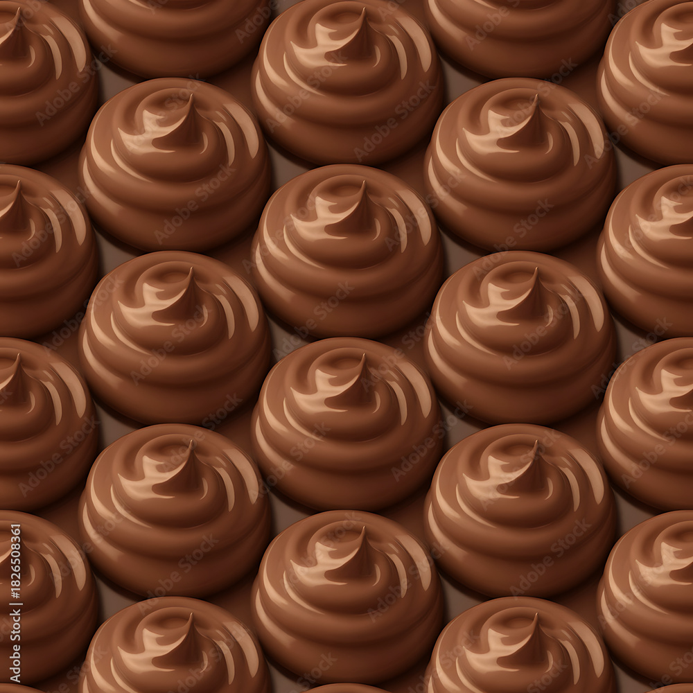 Fototapeta premium Seamless pattern of swirled chocolate frosting, a rich and decadent dessert background