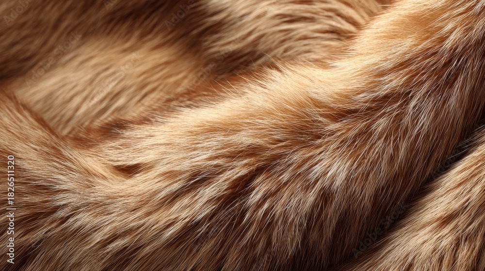 Fototapeta premium Close up view of luxurious soft light brown animal fur with subtle variations in color and texture