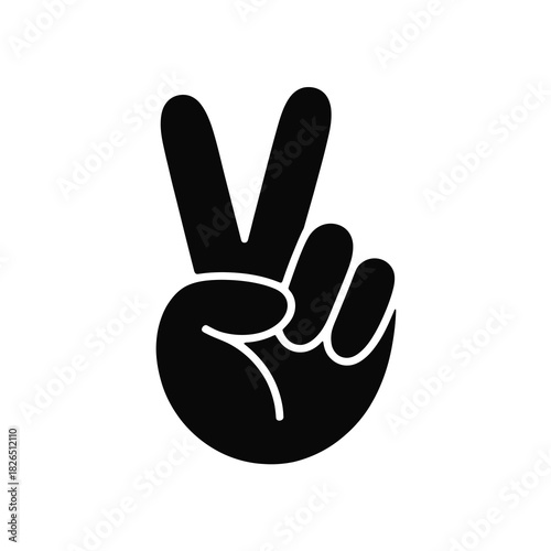 Peace and victory hand gesture symbol with two fingers up icon
