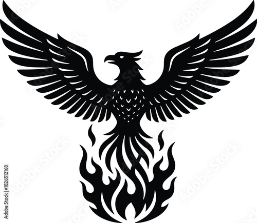 Phoenix Rising from Flames Vector IconPhoenix Rising from Flames Vector Icon