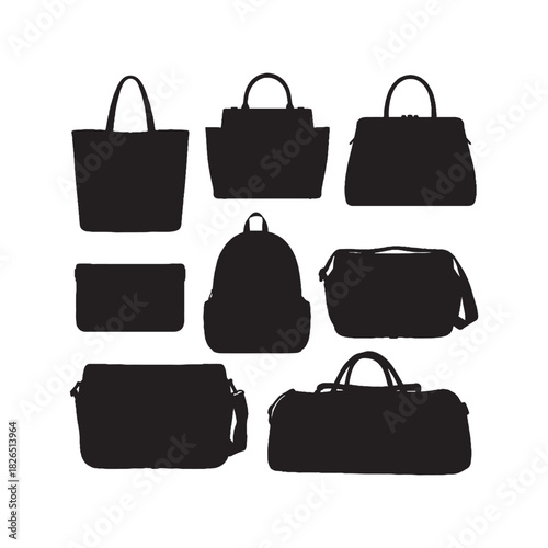 Handbag Luggage Silhouette Vector Set